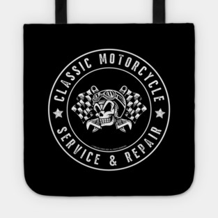 Classic Motorcycle Service & Repair Skull Flags Tote