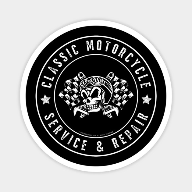 Classic Motorcycle Service & Repair Skull Flags Magnet by Timeless Chaos