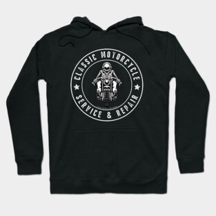 Classic Motorcycle Service & Repair Skeleton Front Hoodie