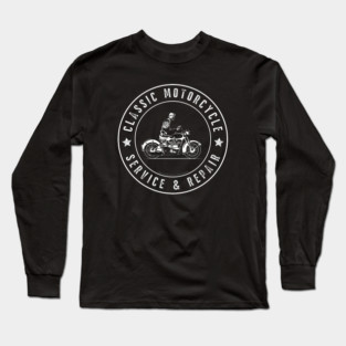 Classic Motorcycle Service & Repair Skeleton Side Long Sleeve T-Shirt