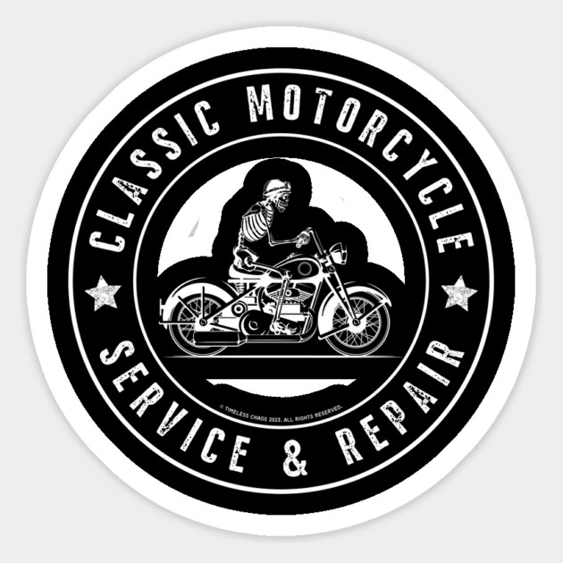 Classic Motorcycle Service & Repair Skeleton Side Magnet by Timeless Chaos