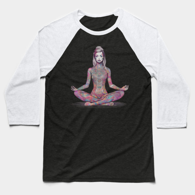 Mindfulness Meditation Baseball T-Shirt by animegirlnft