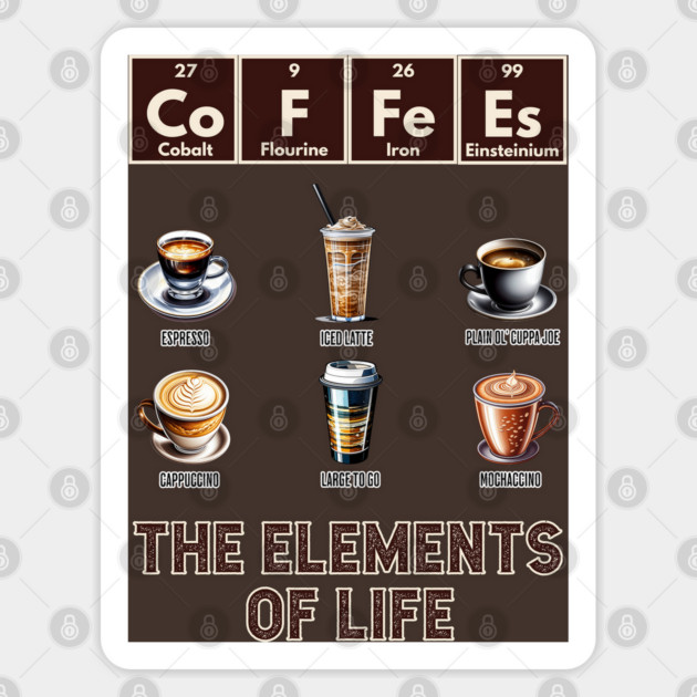 CoFFeEs: The Elements of Life with different coffee styles Sticker by Luxinda