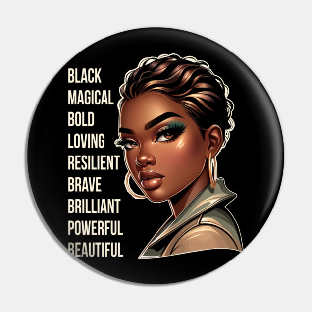 Beautiful Powerful Black Woman Pin by UrbanLifeApparel
