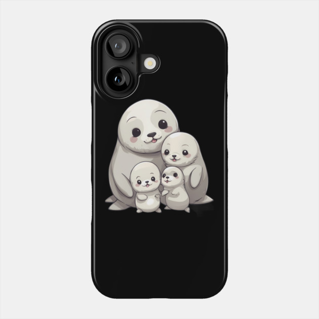 Cute Seal Family Phone Case by animegirlnft