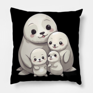 Cute Seal Family Pillow