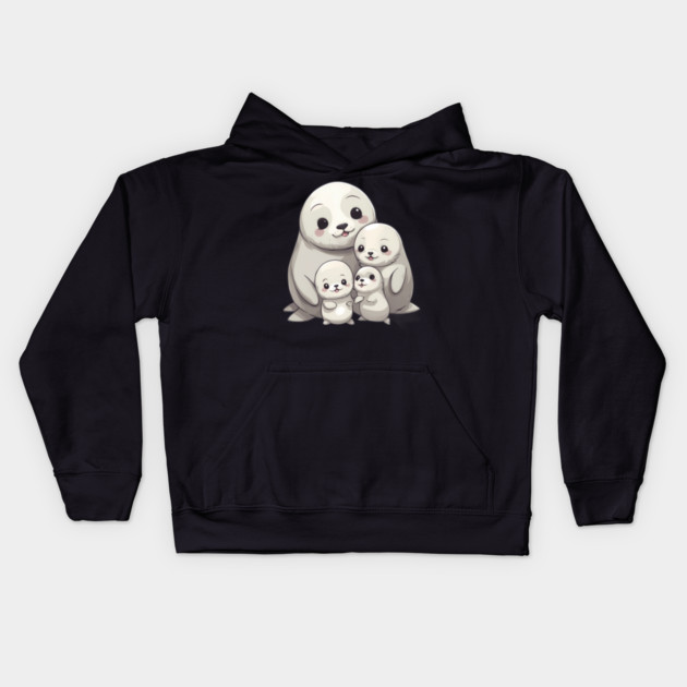 Cute Seal Family Kids Hoodie by animegirlnft