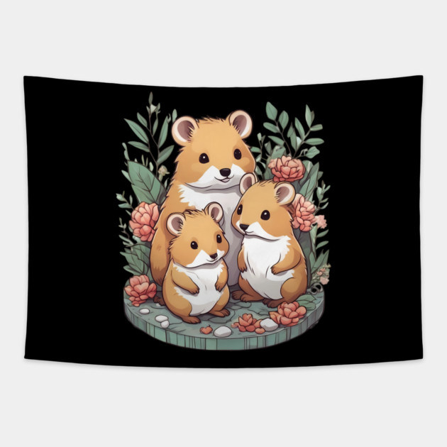 Quokka Family Tapestry by animegirlnft