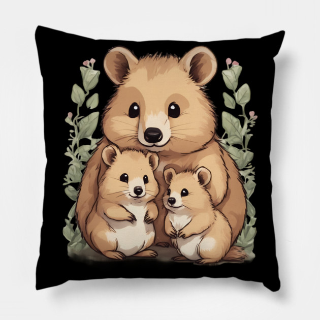 Quokka Happy Family Pillow by animegirlnft