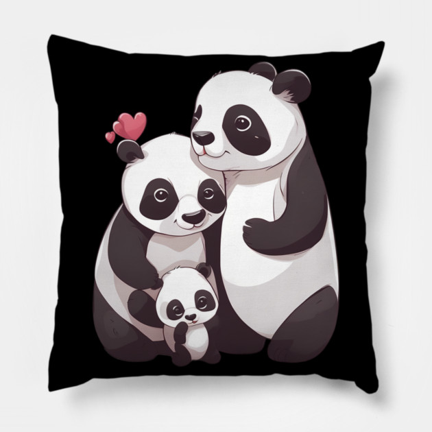 Panda Family Pillow by animegirlnft