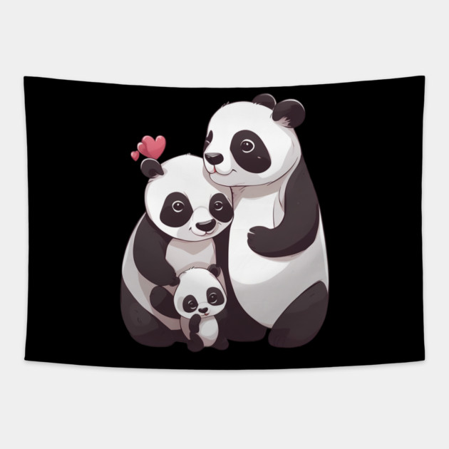 Panda Family Tapestry by animegirlnft