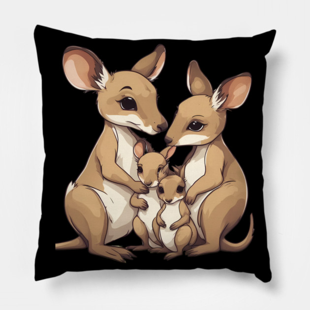 Kangaroo Family Pillow by animegirlnft
