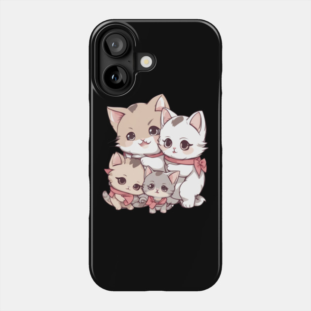 Kawaii Cat Family Phone Case by animegirlnft