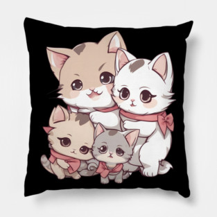 Kawaii Cat Family Pillow