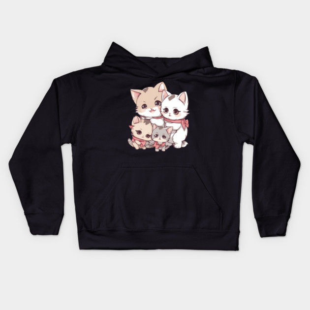 Kawaii Cat Family Kids Hoodie by animegirlnft
