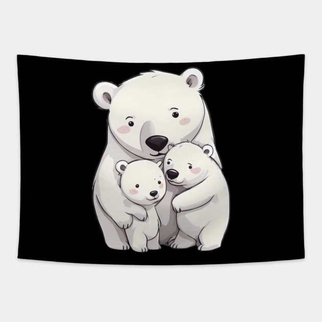 Polar Bear Family Tapestry by animegirlnft