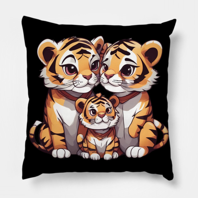 Cute Tiger Family Pillow by animegirlnft