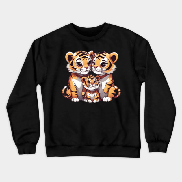 Cute Tiger Family Crewneck Sweatshirt by animegirlnft