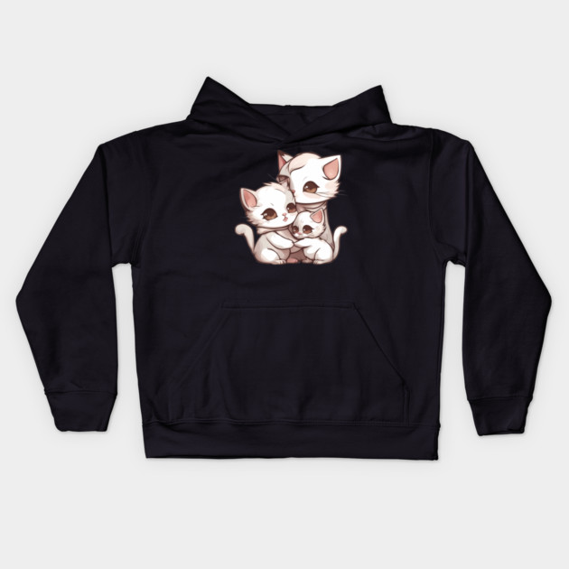 Kawaii Kitty Family Kids Hoodie by animegirlnft