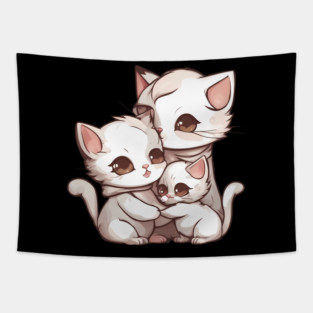 Kawaii Kitty Family Tapestry