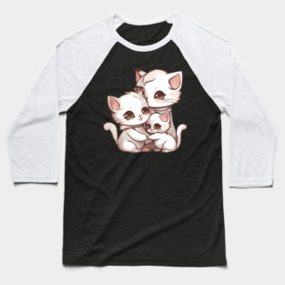 Kawaii Kitty Family Baseball T-Shirt
