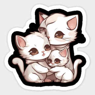 Kawaii Kitty Family Magnet