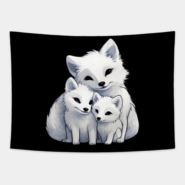 Fox Mum & Kids Tapestry by animegirlnft