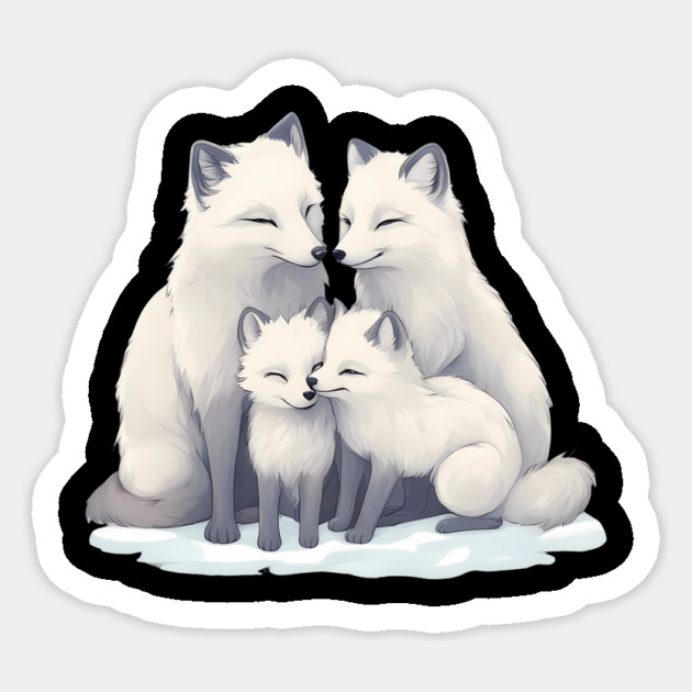 Fox Mum Dad & Cubs Sticker by animegirlnft
