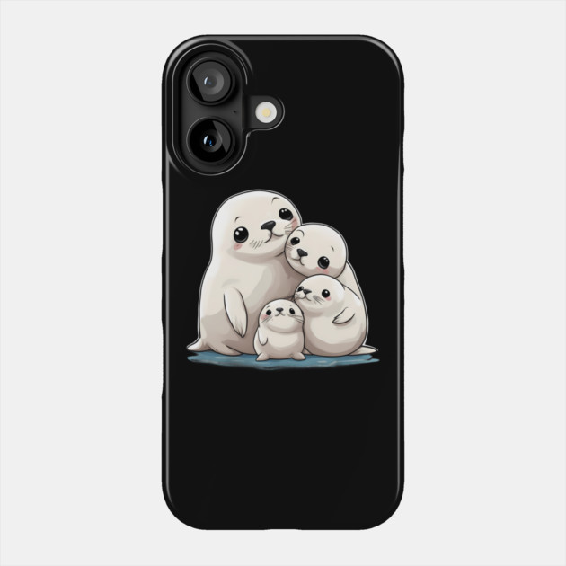 Arctic Seal Family Phone Case by animegirlnft