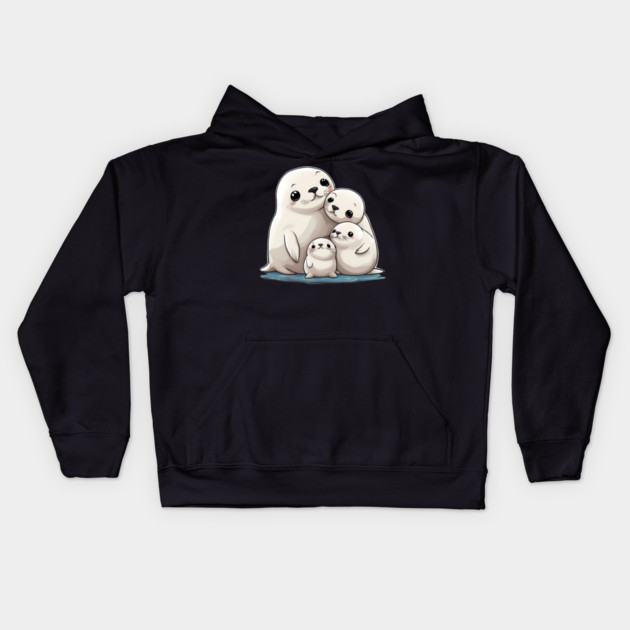 Arctic Seal Family Kids Hoodie by animegirlnft