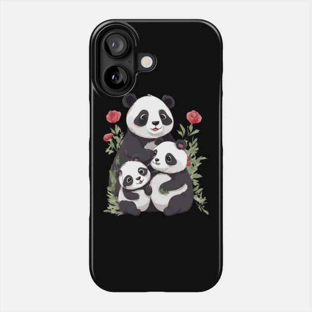 Panda Mum & Cubs Phone Case by animegirlnft