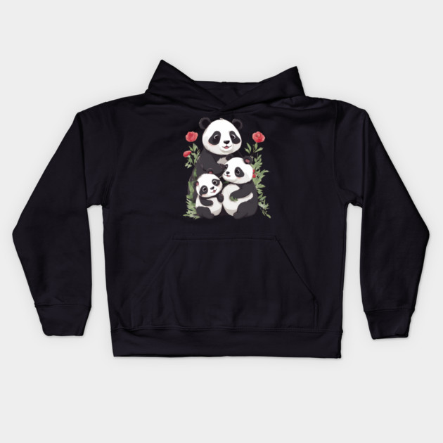 Panda Mum & Cubs Kids Hoodie by animegirlnft
