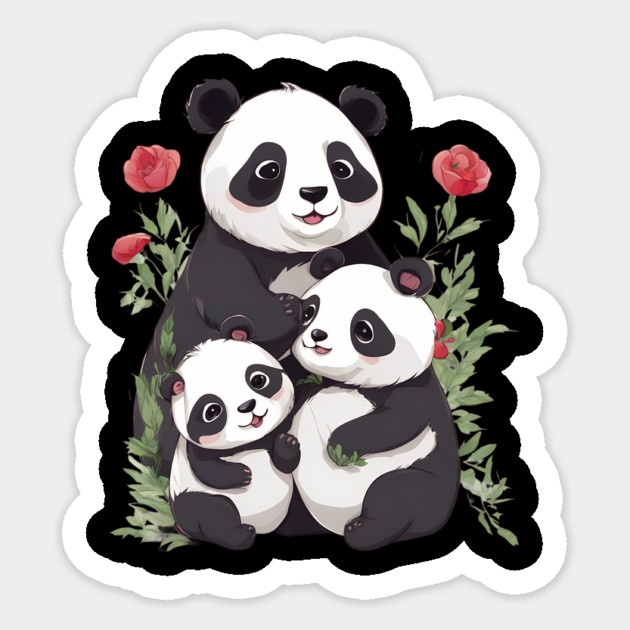 Panda Mum & Cubs Sticker by animegirlnft