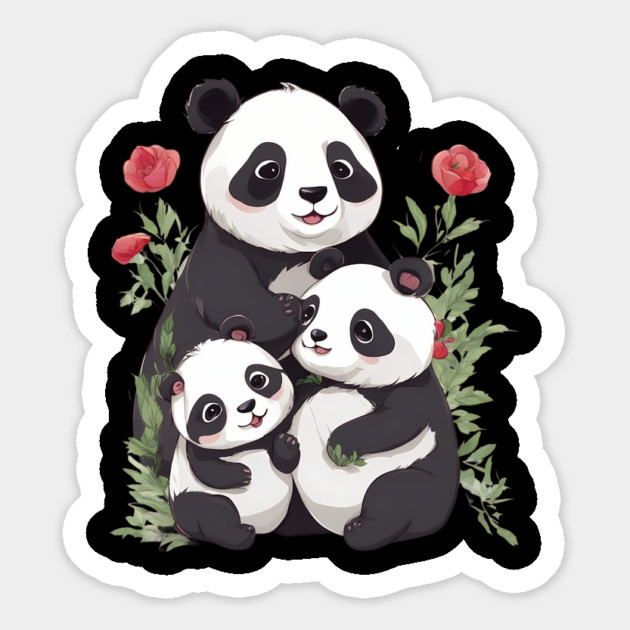 Panda Mum & Cubs Magnet by animegirlnft