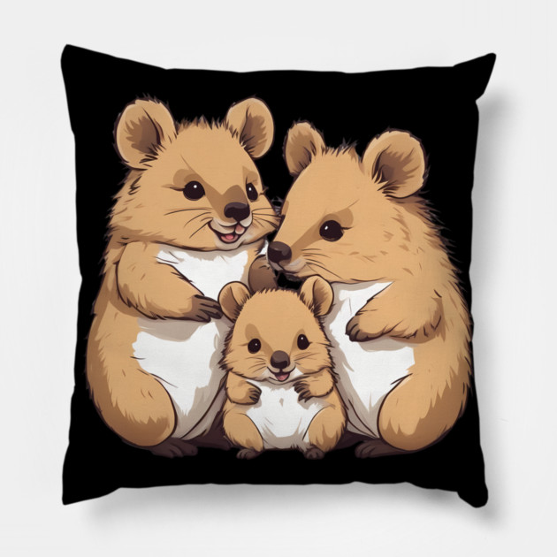 Cute Quokka Family Pillow by animegirlnft