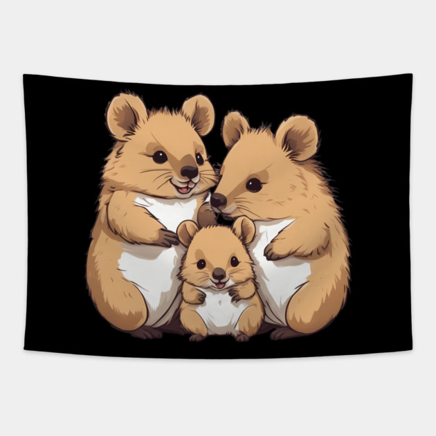 Cute Quokka Family Tapestry by animegirlnft
