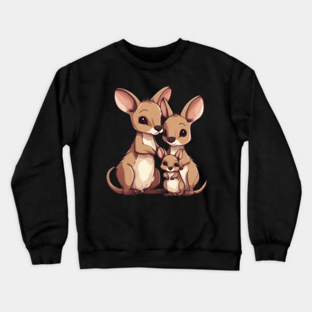 Kangaroo Mum Dad & Cub Crewneck Sweatshirt by animegirlnft