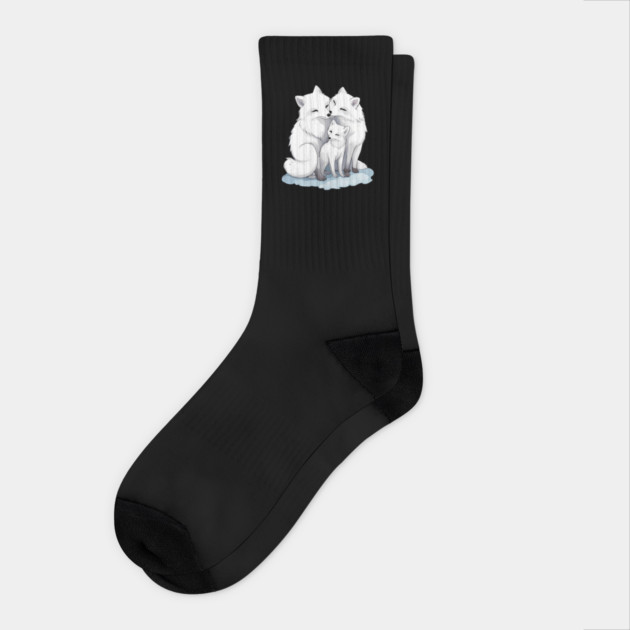Cute Arctic Fox Family Socks by animegirlnft