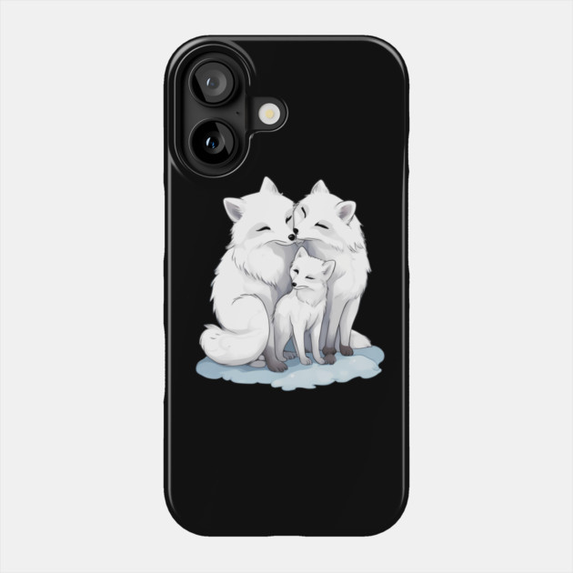 Cute Arctic Fox Family Phone Case by animegirlnft