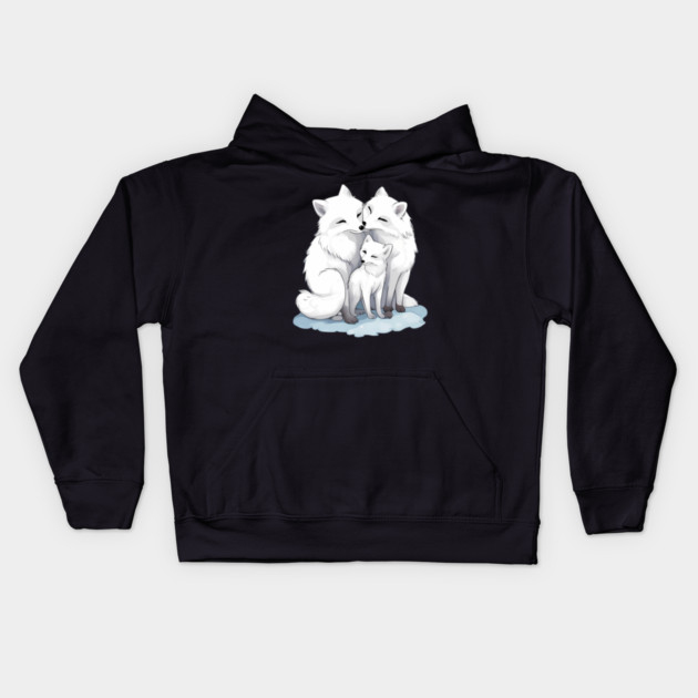 Cute Arctic Fox Family Kids Hoodie by animegirlnft