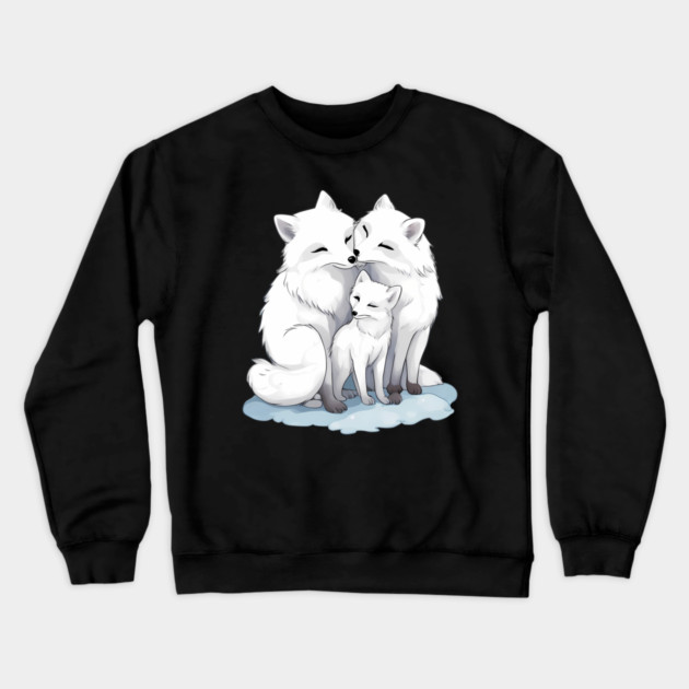 Cute Arctic Fox Family Crewneck Sweatshirt by animegirlnft