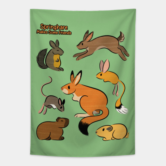 Springhare Makes Some Friends Tapestry by DeguArts