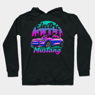 Pink Retro Electric Mustang Cityscape Hoodie