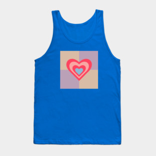 LOVE HEARTS CHECKERBOARD Retro Valentines in Red Pink Blue on Beige Lavender Purple Geometric Grid - UnBlink Studio by Jackie Tahara Tank Top