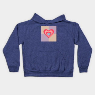 LOVE HEARTS CHECKERBOARD Retro Valentines in Red Pink Blue on Beige Lavender Purple Geometric Grid - UnBlink Studio by Jackie Tahara Kids Hoodie