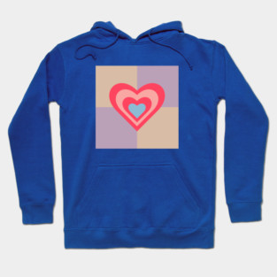 LOVE HEARTS CHECKERBOARD Retro Valentines in Red Pink Blue on Beige Lavender Purple Geometric Grid - UnBlink Studio by Jackie Tahara Hoodie