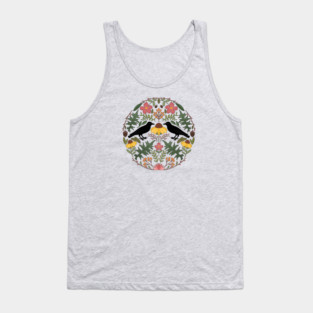 Summer’s End Black Crow And Wild Rose Folk Art Collage Tank Top