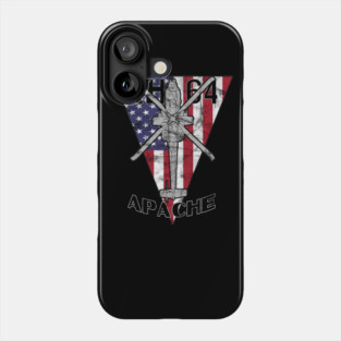 AH-64 Apache attack helicopter patriotic vintage design Phone Case