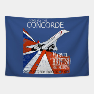 Concorde Supersonic Airliner Retro Vintage British Aircraft Design Tapestry