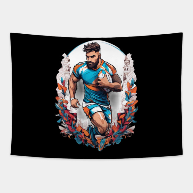 Rugby Football Tapestry by animegirlnft
